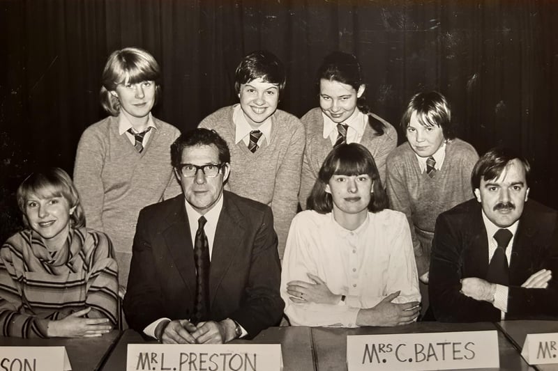Pupils and teachers took park in a quiz with parents in this 1981 photo. Pictured are pupils Cheryl Taylor, Jayne Shearer, Diana Vaughan and Amanda Fitton. Teachers are Mrs Mason, Mr Preston, Mrs Bates and Mr Fletcher