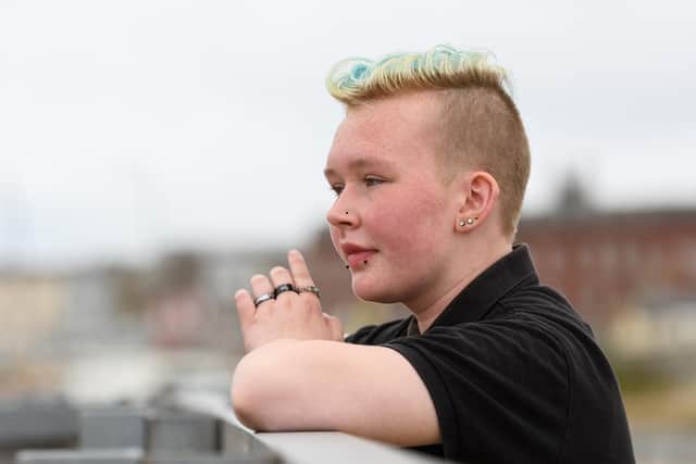 Transgender teenager Perri Taylor is raising money to pay for his surgery, which has a waiting list of 5 years on the NHS. Photo: Kelvin Stuttard