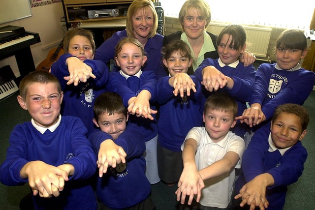 Karen Foden (L), Nurse Training Co-ordinator and Christine Al-Sharifi, practice development nurse give St Cuthberts School pupils a lesson in CPR