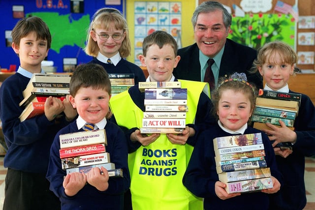 The Rotary Club of Blackpool South held a 'Books Against Drugs' day at Anchorsholme Primary Schoo. Pupils pictured are Andrew Deane (10), David Ormerod (4), Laura Butterworth (10), David Beardsall (11), Charlotte Mennie (6) and Charlotte Cable (9)