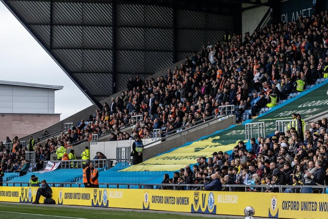 Blackpool supporters made the trip to the Kassam Stadium for the game against Oxford United.