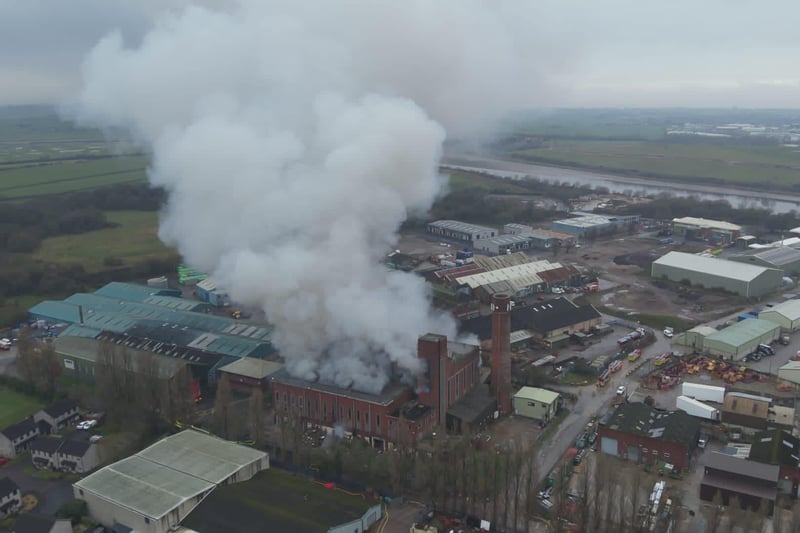 A major fire on the Lune Industrial Estate in Lancaster.