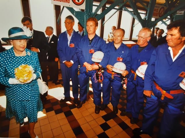 During a tour of Blackpool Tower in 1994, The Queen met the tower's riggers