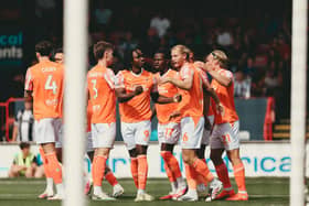 Blackpool took on Grimsby Town at Blundell Park.