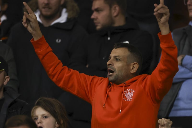 Blackpool fans at Bloomfield Road for the defeat to Derby County.