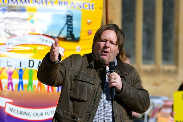 President of the Bakers, Food and Allied Workers Union Ian Hodson speaking at today's protests