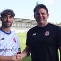 Tyler Roberts and AFC Fylde head coach Chris Beech Picture: AFC Fylde