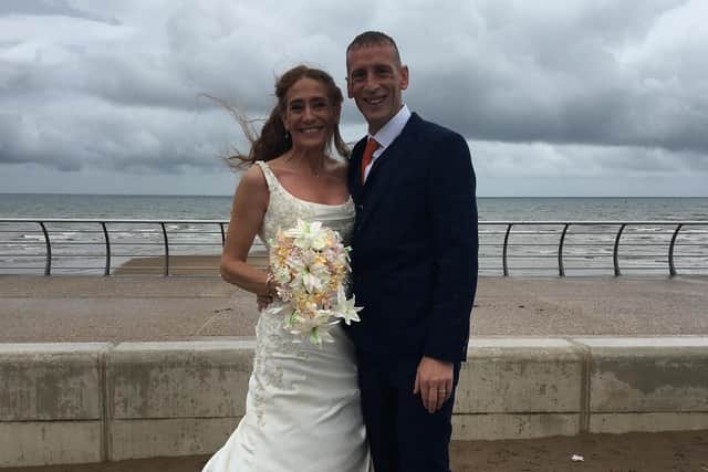 Sam and Graham Knott on their wedding day