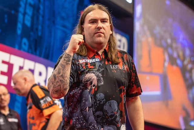 Ryan Searle beat the returning Raymond van Barneveld in the Betfred World Matchplay at the Winter Gardens, Blackpool Picture: Taylor Lanning/PDC