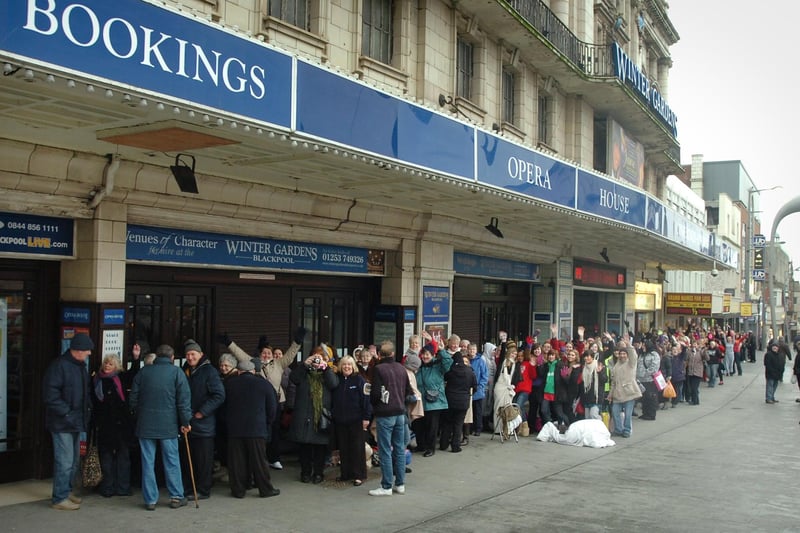 Hundreds of Daniel O'Donnell and McFly fans queued, some for days, outside Blackpool Winter Gardens box office for tickets. The queue stretched down Church Street in 2009