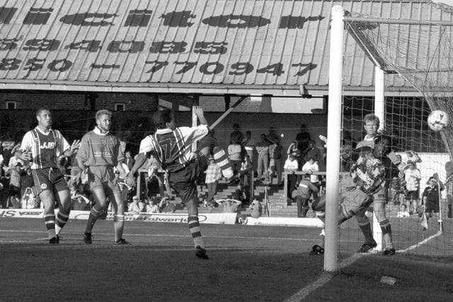 Blackpool v Wigan Athletic Marsden Cup clash. Roberto Martinez scores a goal