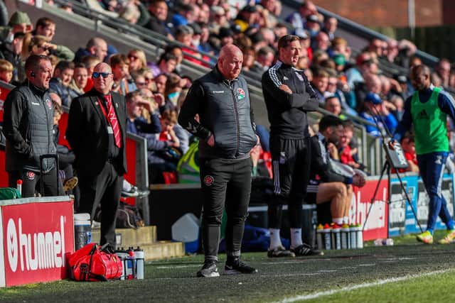 Fleetwood Town Head Coach Stephen Crainey during Fleetwood's loss to Ipswich Town.