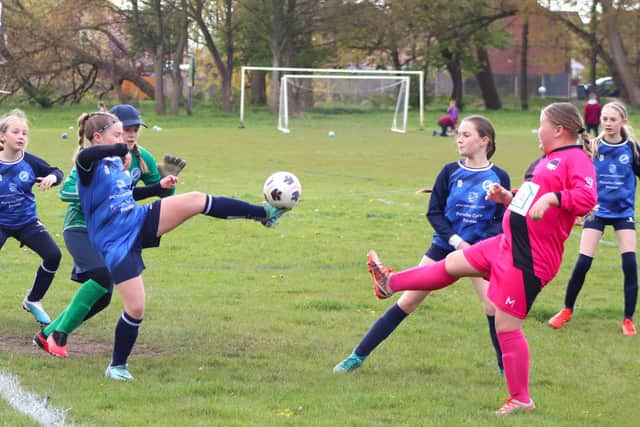 FC Rangers Vixen Ice Girls and Sir Tom Finney FC are playing a year down in the B&DYFL's Under-10 mixed league Picture: Karen Tebbutt
