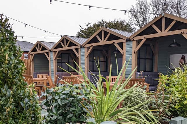 The new beach-huts at the revamped Tavern at the Mill pub in Thornton, whose name has been changed back to its original one