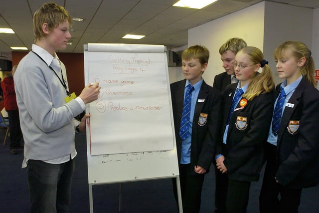 Blackpool school pupils attended a 'Hear It Is' workshop at the Blackpool Football Club's sponsors' lounge. Blackpool Sixth Form College liaison ambassador Mike Barnish chats to Collegiate students Matthew Watson, Andrew Witty, Lucy Tickle, and Nicole Lockett