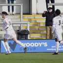 Nick Haughton celebrates his goal against King's Lynn Town but AFC Fylde were pegged back  Picture: STEVE MCLELLAN