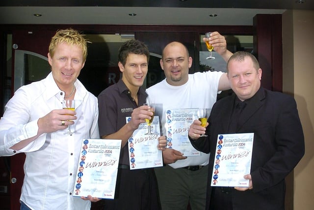 Staff at The Residence nightclub in Poulton were celebrating after scooping four titles in the Gazette Weekend Entertainment Awards. Owner Elliott Simpson, Bar Manager Jimmy Sponder, DJ Tony King, and Head Doorman Steve Wood