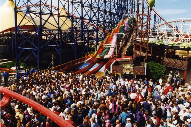 The official opening of the Pepsi max Big One at Blackpool Pleasure Beach in 1994