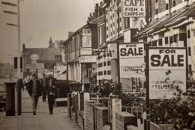 This photo was taken in October 1981 and shows Radcliffe Road properties up for sale. Houses were on the market but interest rates were sky-high