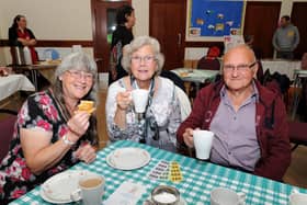 Coffee, cake and bacon butties plus stalls a raffle and tombola were on offer at the Thornton Methodist Church in this picture from before the pandemic. Pictured left to right are Pat Gregory with Janet and Bill Haigh
