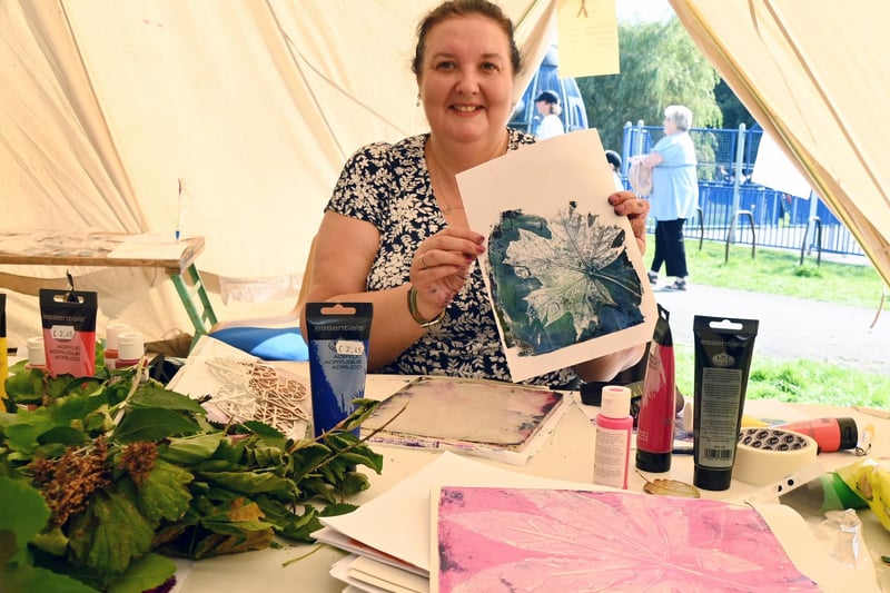 Jane Flowers in her craft tent at RalphFest.
