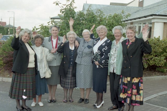 Former ATS girls, who served in Berlin during 1948/9 at the height of the Russian bloackade of the German city, were reunited at a Fylde coast hotel. It has taken 10 years for Mrs Jean Eastham to track down some of the girls she served with for the get-together at the Dalmeny Hotel, St Annes. Former ATS girls (left to right) Dorothy Lyle, Vina Fraser, Kathleen Paul, Mickey Corstin, Edna Quinlan, Jean Eastham, Freda Williams, Margaret McCue, Dorothy Nixon and Elsie Hardy