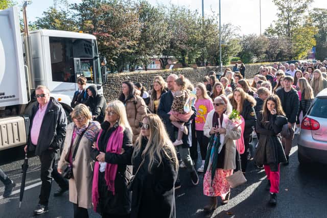 Bella Greer's funeral procession set off to Lytham Crematorium from Fylde Rugby Club