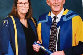 Gordon Marsden with Dr Liz Marr, Open University Vice-Chancellor