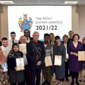 Winners all - High Sheriff Edwin Booth  pictured with winners of the High Sheriff Community Awards 2021/22