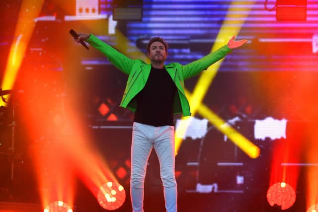 Duran Duran lead singer Simon Le Bon onstage at Lytham Festival