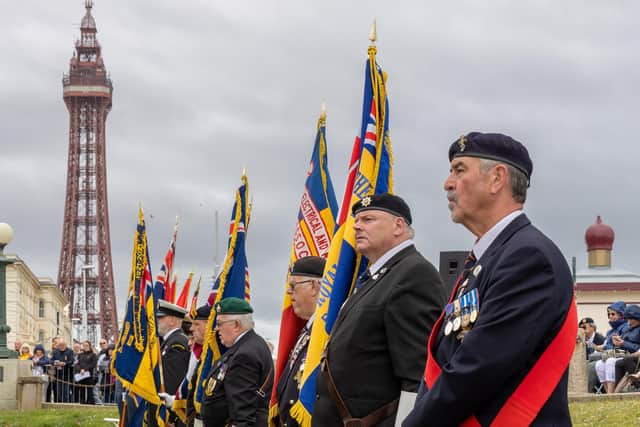 Armed forces service and parade at Blackpool war memorial on Sunday, June 26