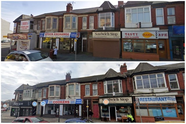 This row of shops on Central Drive has changed - except for the butty shop. Well know Terry's Carpets is now a tattoo studio