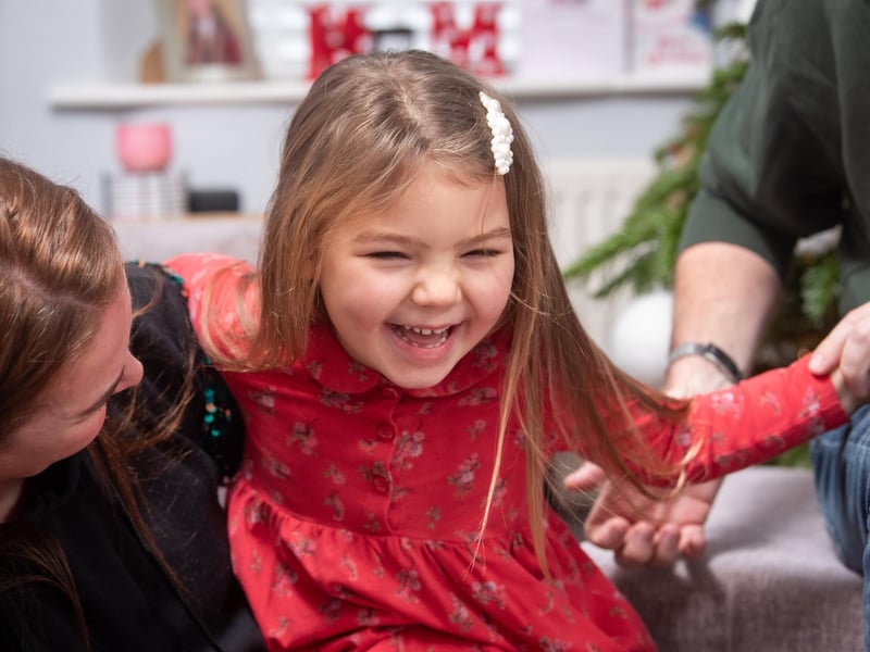 Christmas at home with 4-year-old Mabel Gregson and mum and dad Chris and Cheryl.