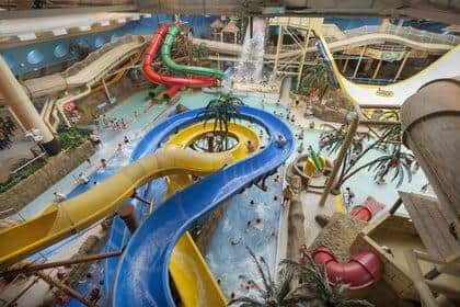 Sandcastle Waterpark, Promenade, Blackpool FY4 1BB, is an indoor waterpark with 18 water slides and other attractions. The waterpark is also home to slides such as the world's longest indoor roller-coaster water slide, the Master Blaster, and the first vertical indoor drop slide, the Sidewinder.