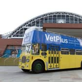 Vetplus has decorated its bus blue and yellow and is using it as a hub to raise funds to back UK Med the charity which is helping people in war-torn Ukraine