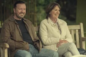 The benches are inspired by the Netflix show After Life starring Ricky Gervais (picture from Netflix)