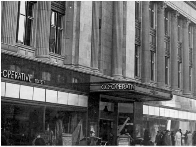 The Co-operative Emporium's impressive facade gave way to an open air car park. This photo was in 1939