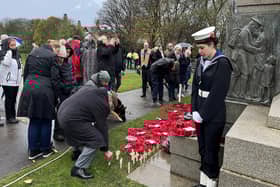 A wreath is laid at the Remembrance Day service in Ashton Gardens, St Annes.