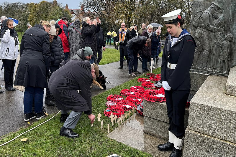 A wreath is laid at the Remembrance Day service in Ashton Gardens, St Annes.