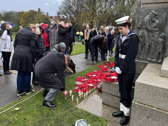 A wreath is laid at the Remembrance Day service in Ashton Gardens, St Annes.
