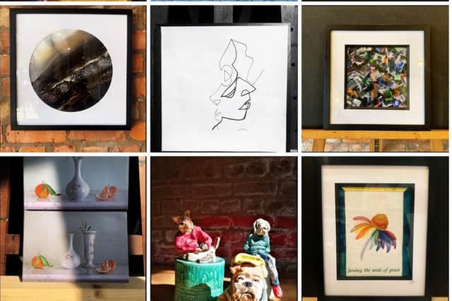 A selection of artwork available to buy at the HIVE auction Ukraine fundraiser