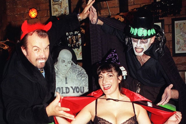 Halloween party time at Copper Face Jacks with Wayne Parker (left), Pearl Mina and Stuart Mullany in 1999