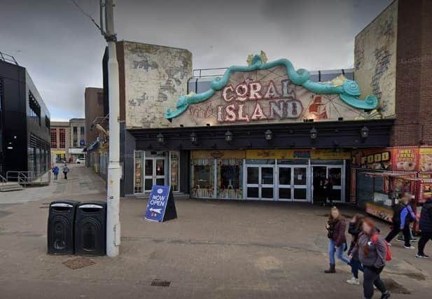 Entrance to Coral Island Arcade in Blackpool