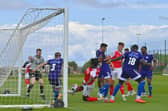 Promise Omochere scores Fleetwood Town's winner from close range against FC Halifax Town Picture: ADAM GEE