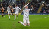 Carey celebrates after giving Blackpool the lead against Hull on Boxing Day