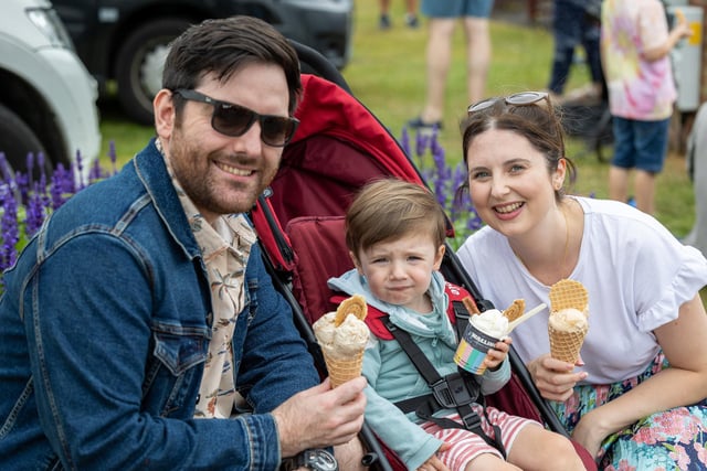 Ricky and Rebecca Harrod enjoying ice cream with son Elijah.