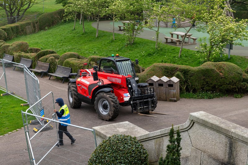 Equipment is transferred around Williamson Park in preparation for the festival.