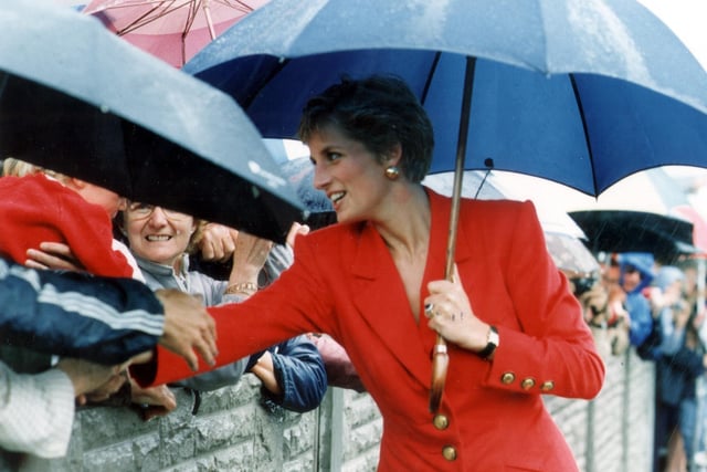 Sunshine turned to a downpour as the radiant Princess went walkabout in Blackpool, 1991
