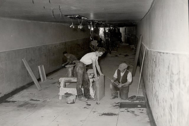 Work continues on the Central Promenade subway during the summer of 1958