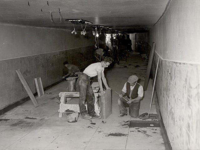 Work continues on the Central Promenade subway during the summer of 1958
